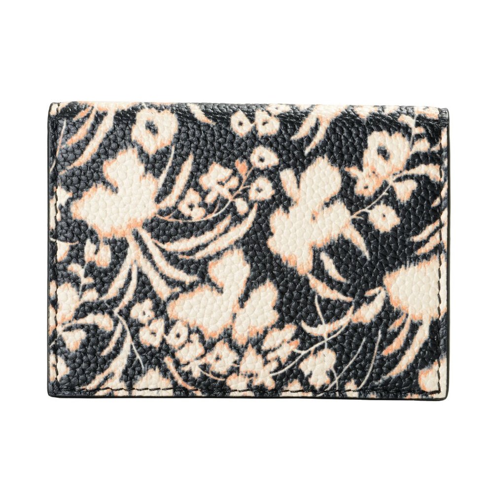 Salvatore Ferragamo Women's Pebbled Leather Floral Print Card Wallet - Picture 4 of 7